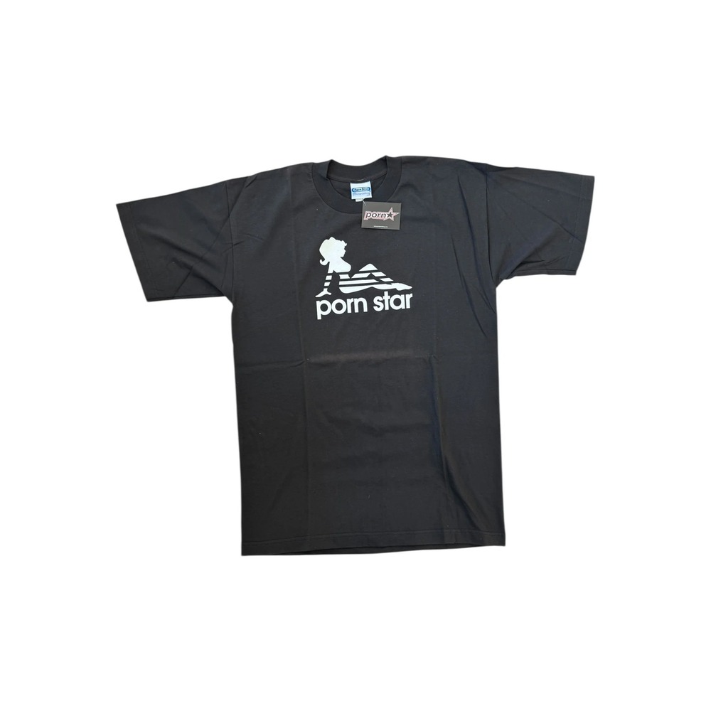 Pornstar T-Shirt Mens Large Black NEW 90s Deadstock Naked Stripes Chick Graphic